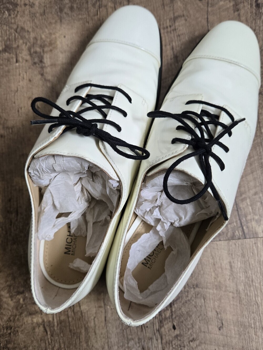 Michael Kors Pierce Patent Womens White Cap-Toe Lace-Up Dress Shoes Size 7 1/2 - Picture 5 of 10